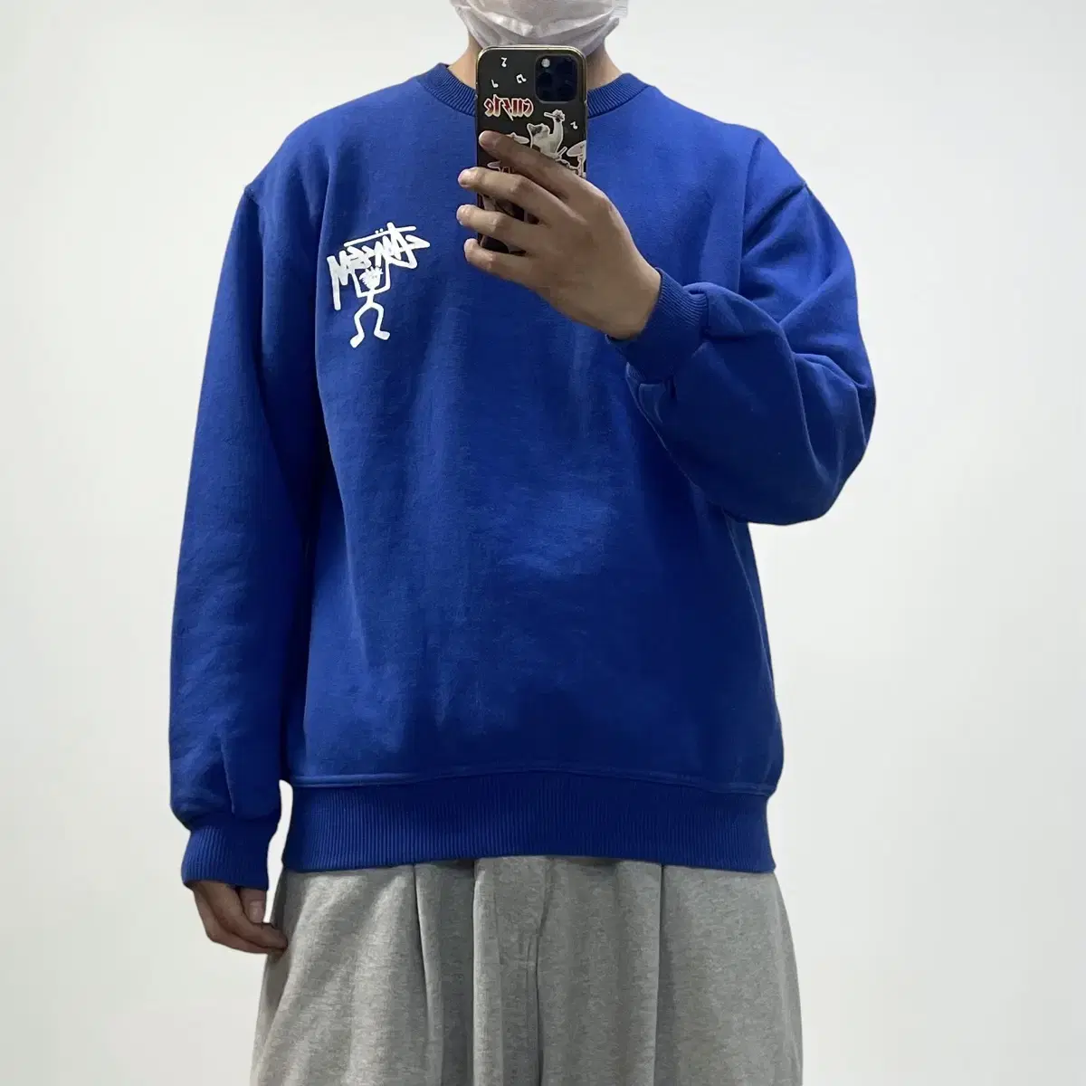 스투시 Stussy 90s 스테이시 섀도우맨 크루넥 맨투맨 블루